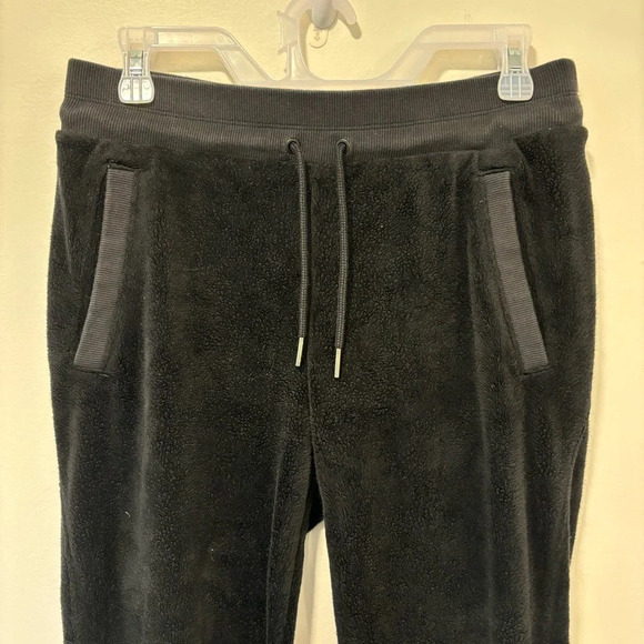 Athleta Double Cozy Karma Black Velour Fleece Plush Sweat pant Jogger Athleisure - Picture 6 of 15